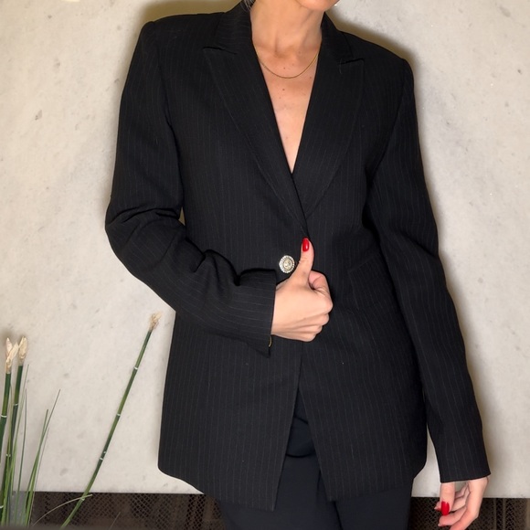 INC International Concepts Jackets & Blazers - Inc black pinstripe blazer with crystal button